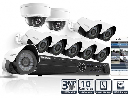 LaView 16 Channel 1080P PoE NVR with 8X 3 MP IP Surveillance Camera